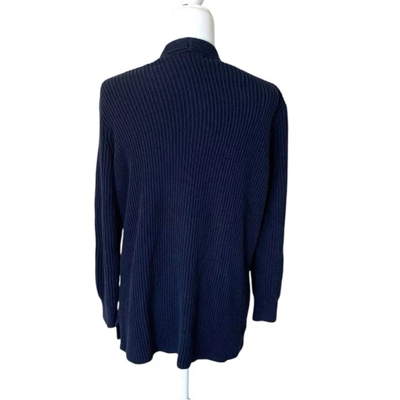 Madewell Ribbed Open Cardigan Sz Small Dark Blue Pockets Cotton Knit Sweater C9 - Picture 5 of 5